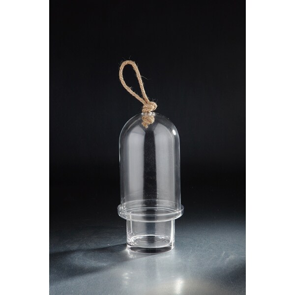 13.5" Clear Solid Hand Blown Glass Terrarium Hanging Planter - N/A