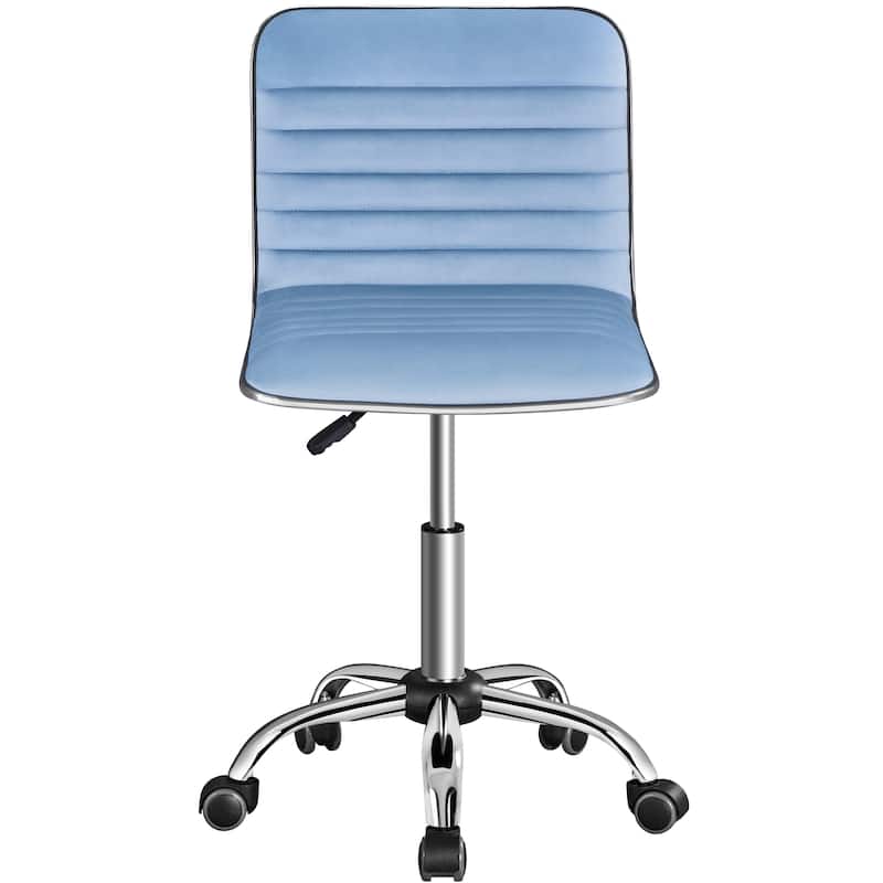 Yaheetech Velvet Low Back Armless Desk Chair Office Chair with Wheels - 19″ L × 19″ W × (31-37)″ H