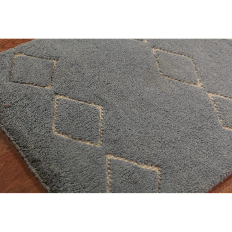 Contemporary Moroccan Oriental Foyer Rug Handmade Wool Carpet - 2'0"x 3'0"