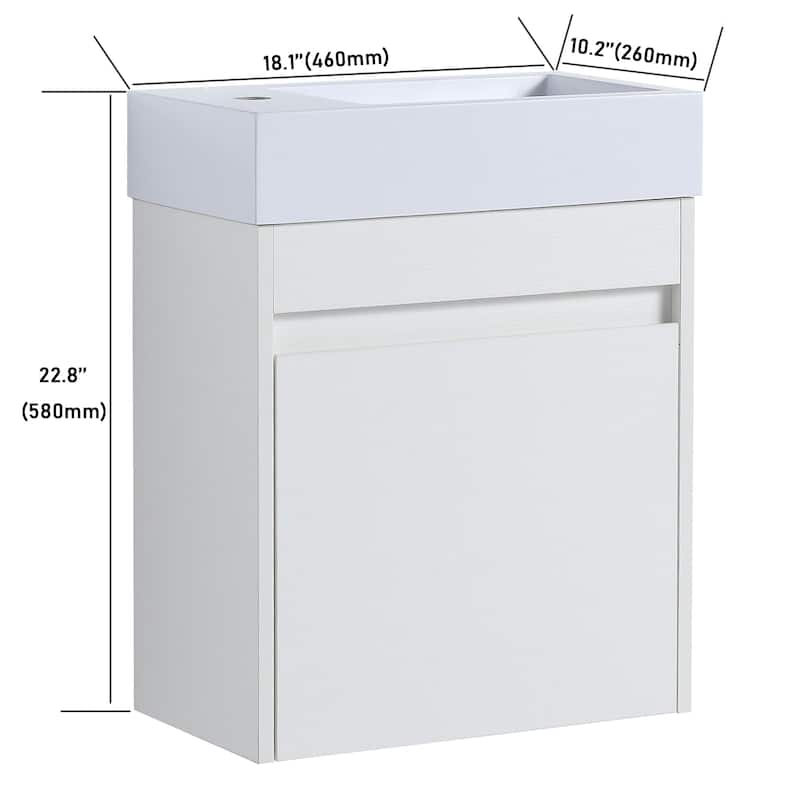 Bathroom Vanity With Sink In 16/18/23 Inch, Floating/Freestanding Bathroom Vanity With Soft Close Door