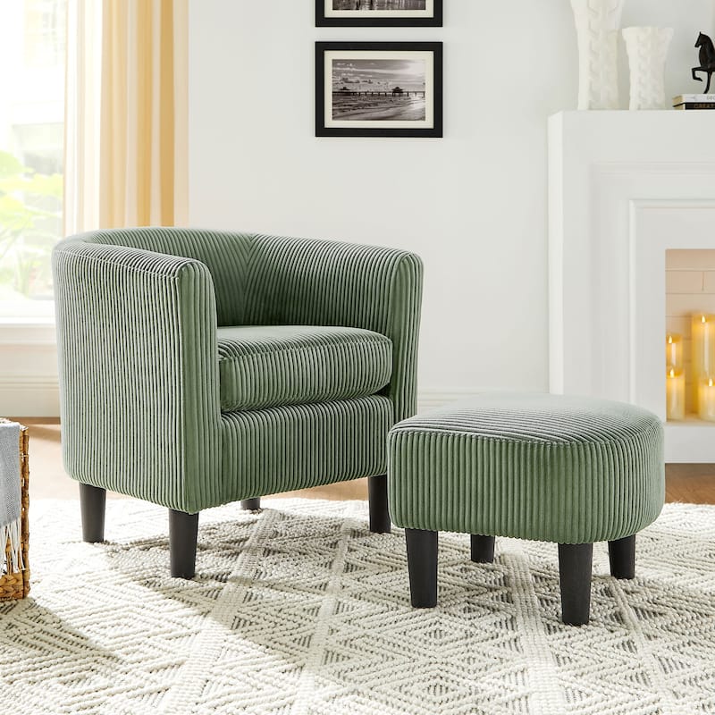 26.38" Corduroy Arm Chair with Ottoman