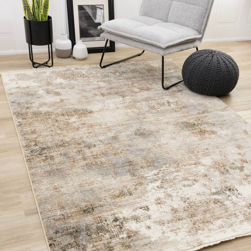 Sydney Collection - Beige Grey Cream Distressed Area Rug