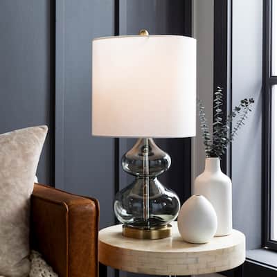 Artistic Weavers Luna Translucent Grey Glass Table Lamp - 25"H x 12"W x 12"D