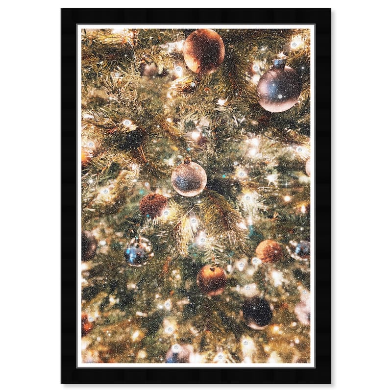 Wynwood Studio Prints Holiday and Seasonal Sparkling Tree Brown and Army Green Wall Art Canvas Print