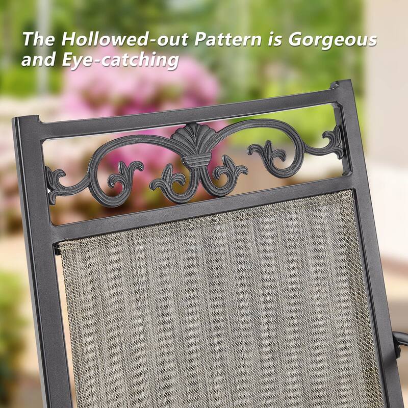 Patio Cast Aluminum Dining Sling Rocker Bistro Chairs Set of 2 or 4
