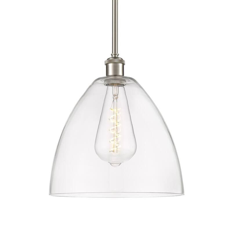 Innovations Lighting 516-1S-13-12 Bristol Pendant Bristol 12" Wide - Brushed Satin Nickel / Clear