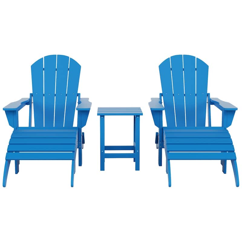 Polytrends Laguna Hdpe All Weather Outdoor Patio Foldable Adirondack Chairs Conversation Set (5-Piece Set)