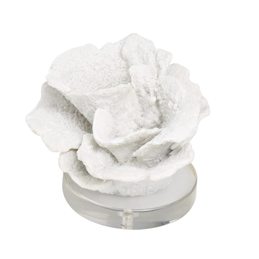 Polystone Coral Small Textured Decorative Sculpture with Clear Acrylic Base - White - Roche River Decor
