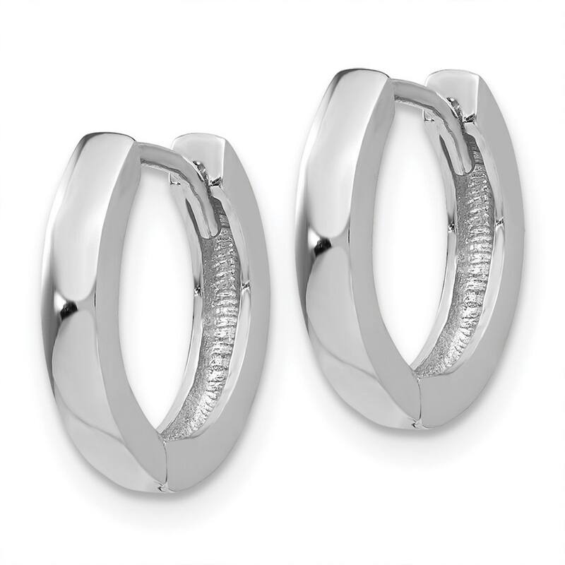 Curata 14k White Gold Solid Polished Hinged Hoop Earrings - 10x2.5mm Wide
