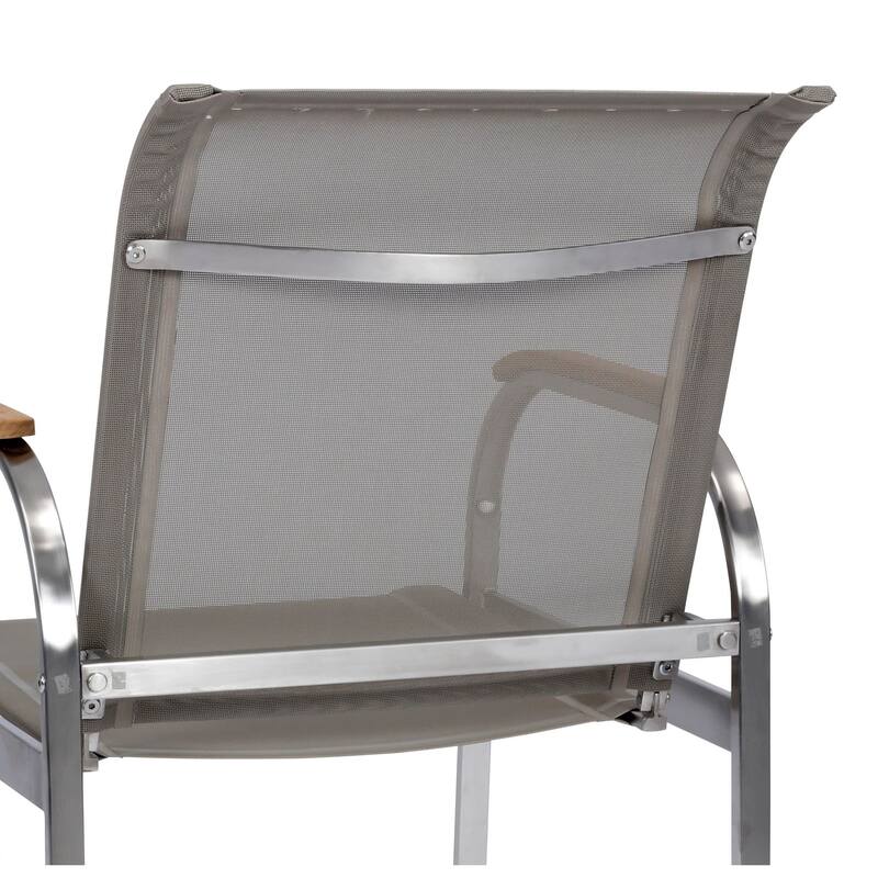 Aruba Stainless Steel Pair of Vinyl Fabric Outdoor Armchairs by Homestyles