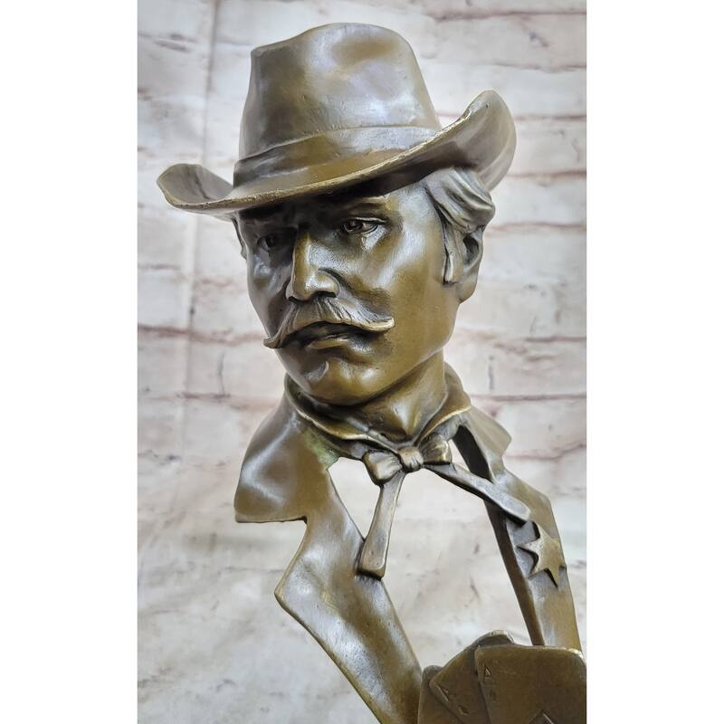 Doc Holiday Playing Cards Gambling Wild West Ok Corral Bronze Statue Sculpture Figure