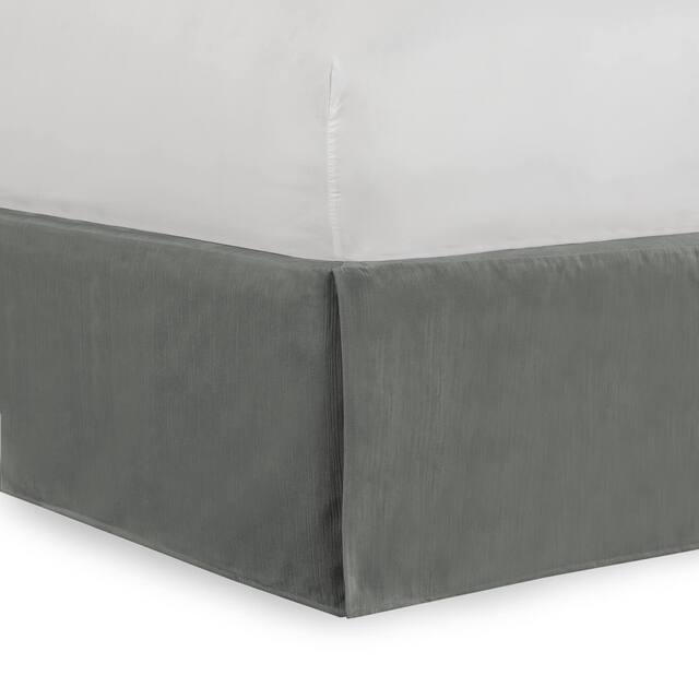 Tailored Velvet Bed Skirt with Split Corner - Full 14" Drop - Grey