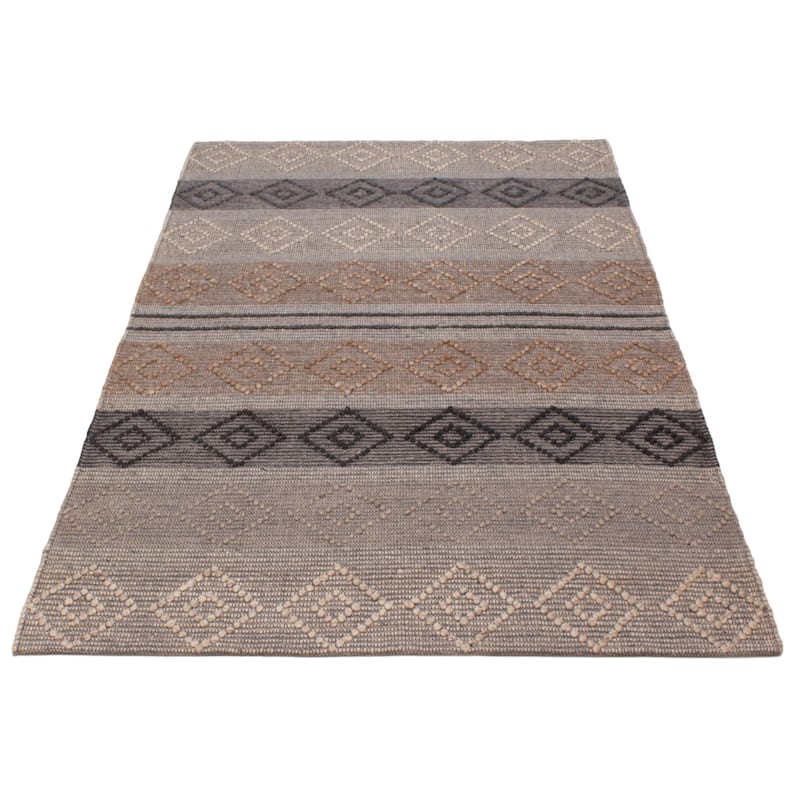 ECARPETGALLERY Braid weave Sienna Grey Wool Rug - 6'1 x 8'10