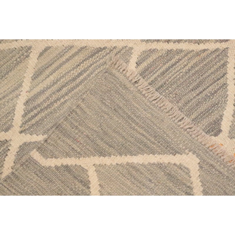 Hand Woven Oriental 100% Wool Carpet Southwestern Tribal Greys & Charcoal Kilim Area Rug - 7' 10'' X 5' 0''