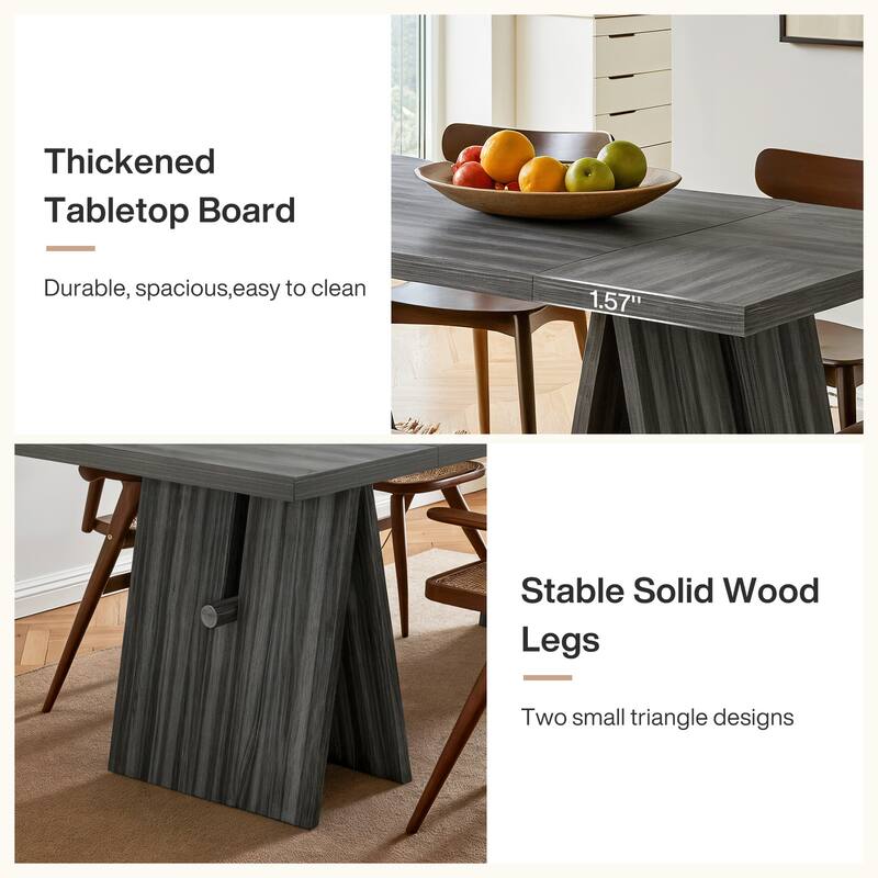 63" Modern Rectangular Dining Table for Living Room, Kitchen, Grey