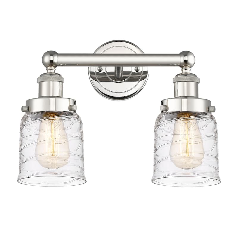 Innovations Lighting 616-2W-10-16 Bell Vanity Bell 2 Light 16" Wide - Polished Nickel / Clear Deco Swirl