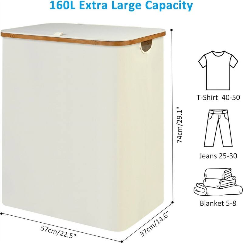 Double Laundry Hamper with Lid - 22.4"L x 14.6"W x 29.1"H