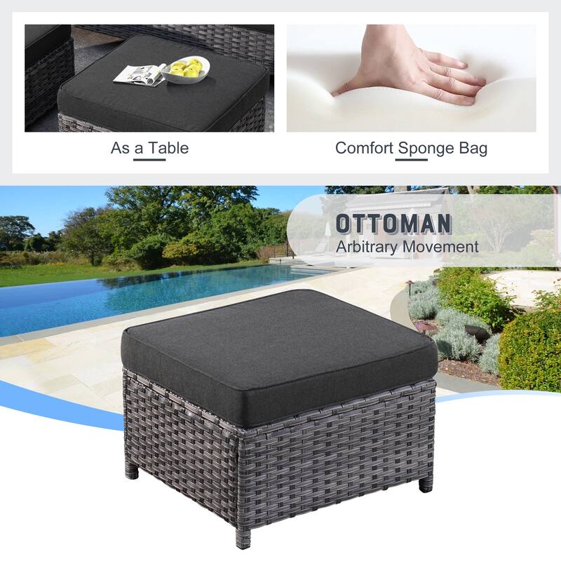 OVIOS 7-piece Wicker Sectional Sofa Swivel Rocking Chair Set