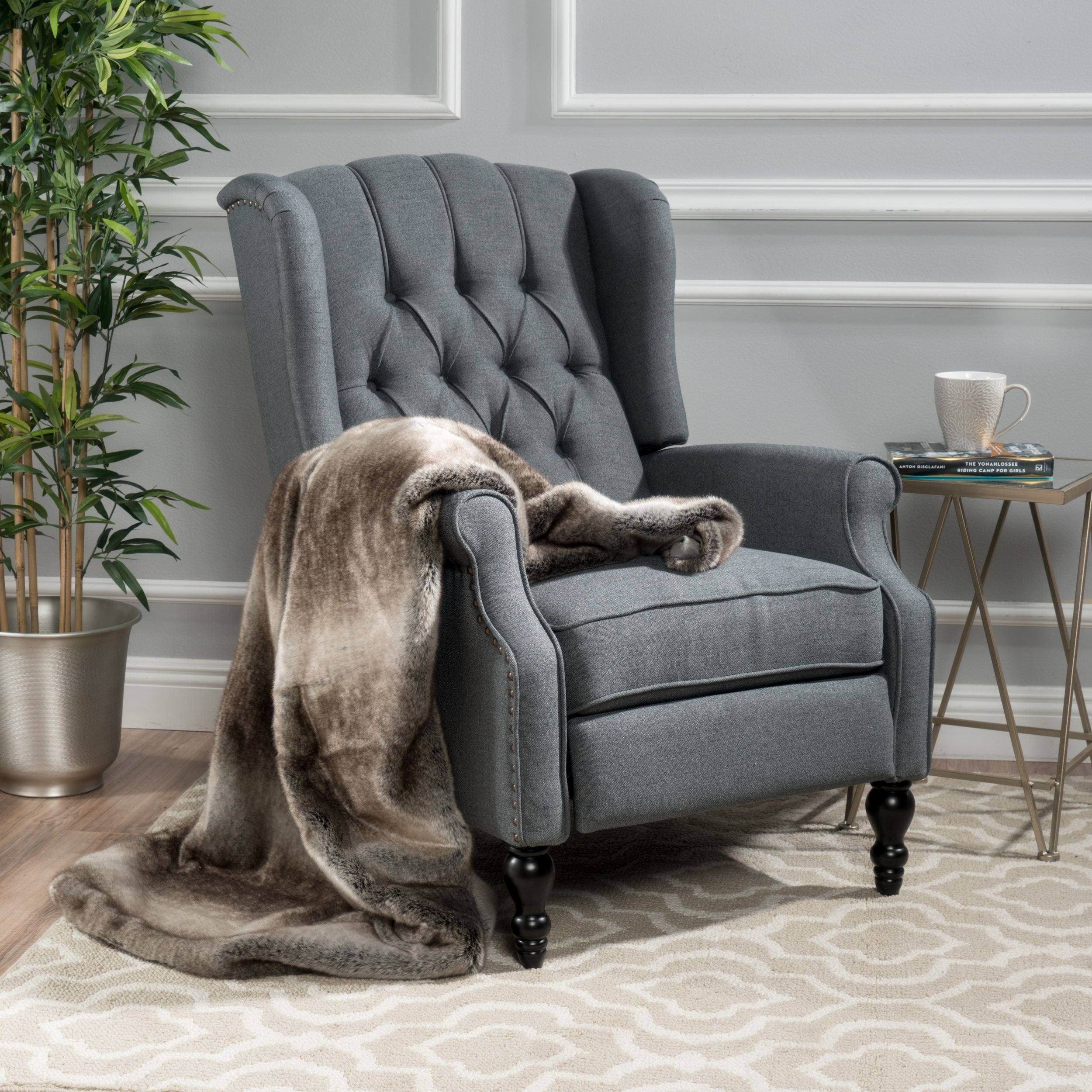 Christopher Knight Home Walter Tufted Fabric Wingback Recliner Club Chair