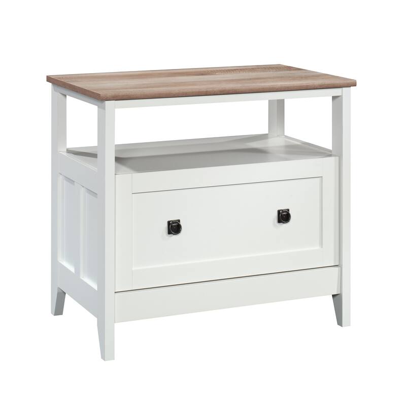 Wood Lateral File with Large Drawer, White