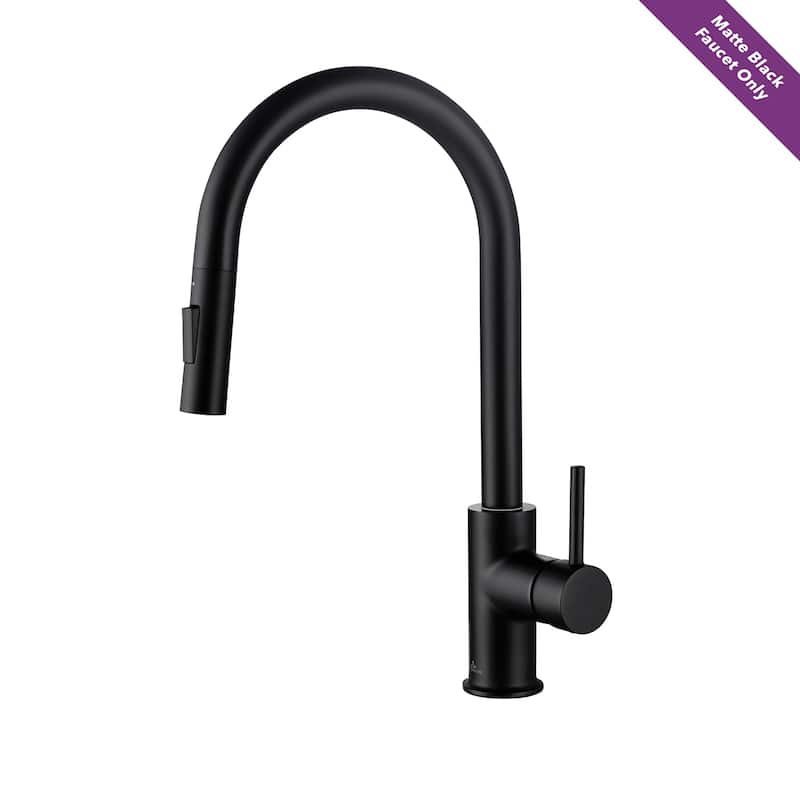 Blossom Solid Pull-Down Kitchen Faucet w/ 360 Swivel, Single Handle - Matte Black
