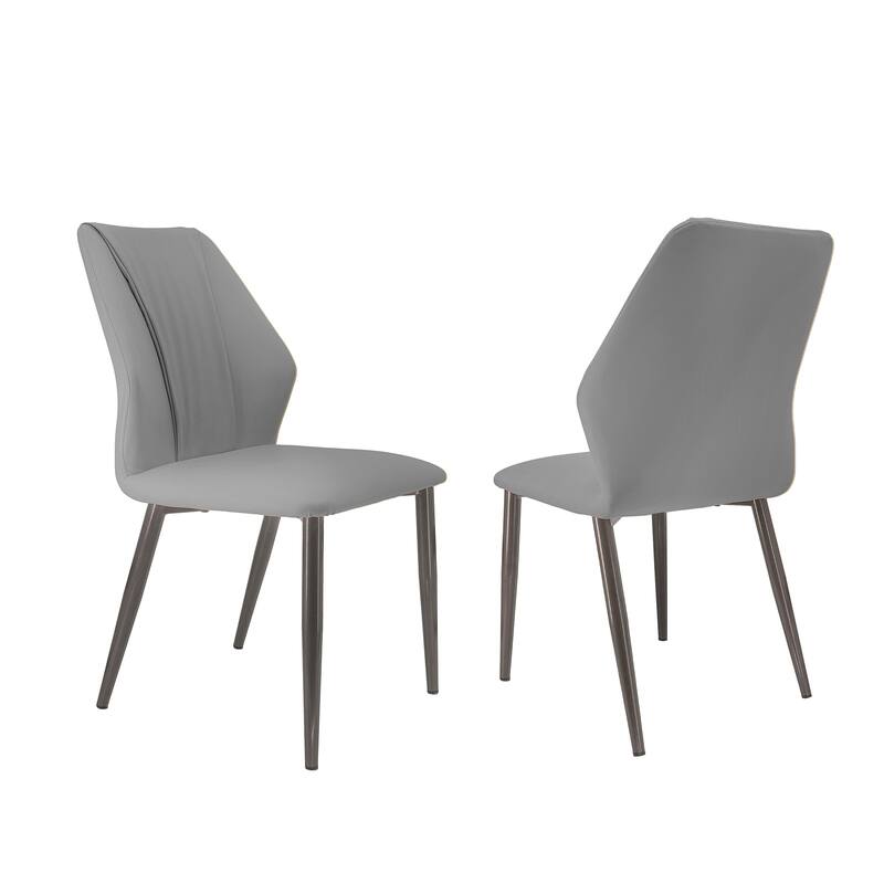 Upscale Microfiber Leather Upholstered Iron Dining Chair (Set of 2)