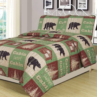 3 Piece Rustic Cabin Quilt Set Full/Queen