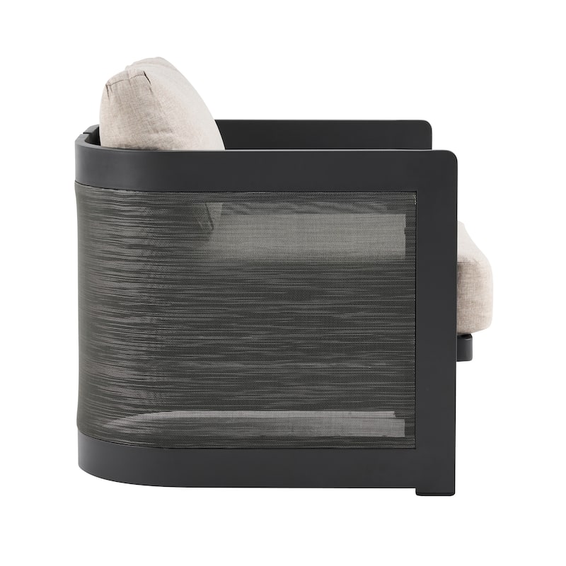 Christopher Knight Home - Modern Aluminum 3-Piece Outdoor Conversation Set with Mesh Panels and Olefin Cushions (No Table)