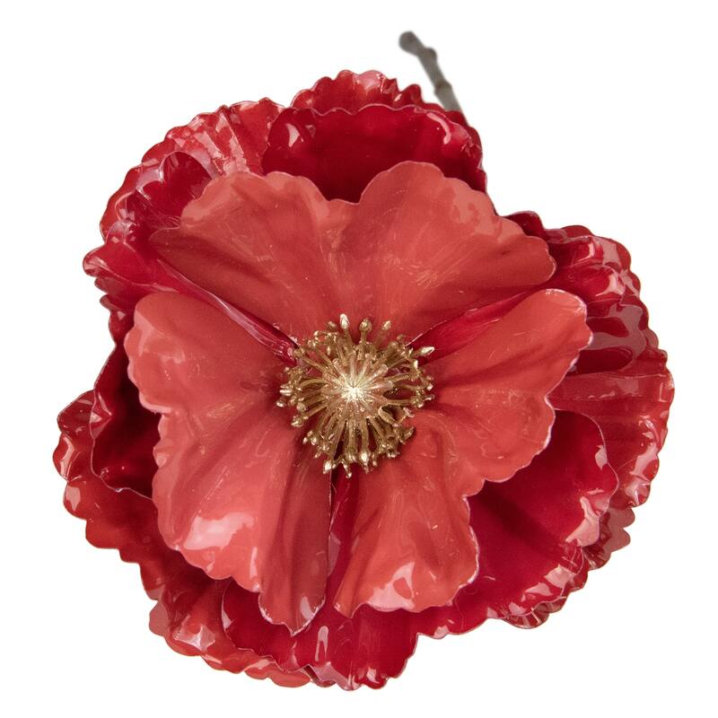 18" Coral Pink Poppy Artificial Christmas Stem - 18