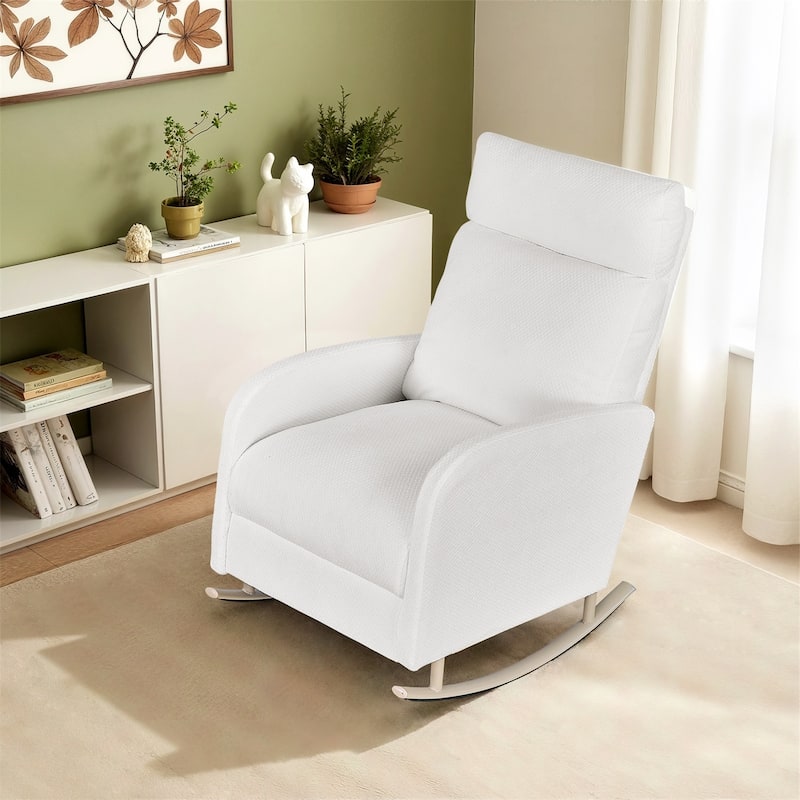 Accent Rocking Chair, Upholstered Nursery Glider Rocker for Baby and Kids, Comfy Armchair Lounger with Footrest