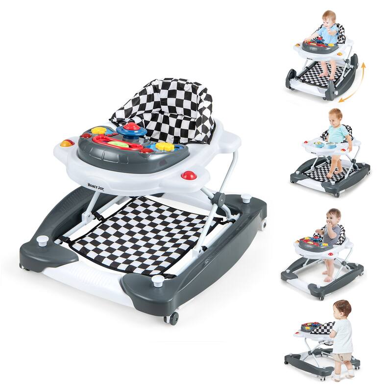 6 in 1 Foldable Baby Walker with Adjustable Height - 28" L x 24" W x 19.5" H