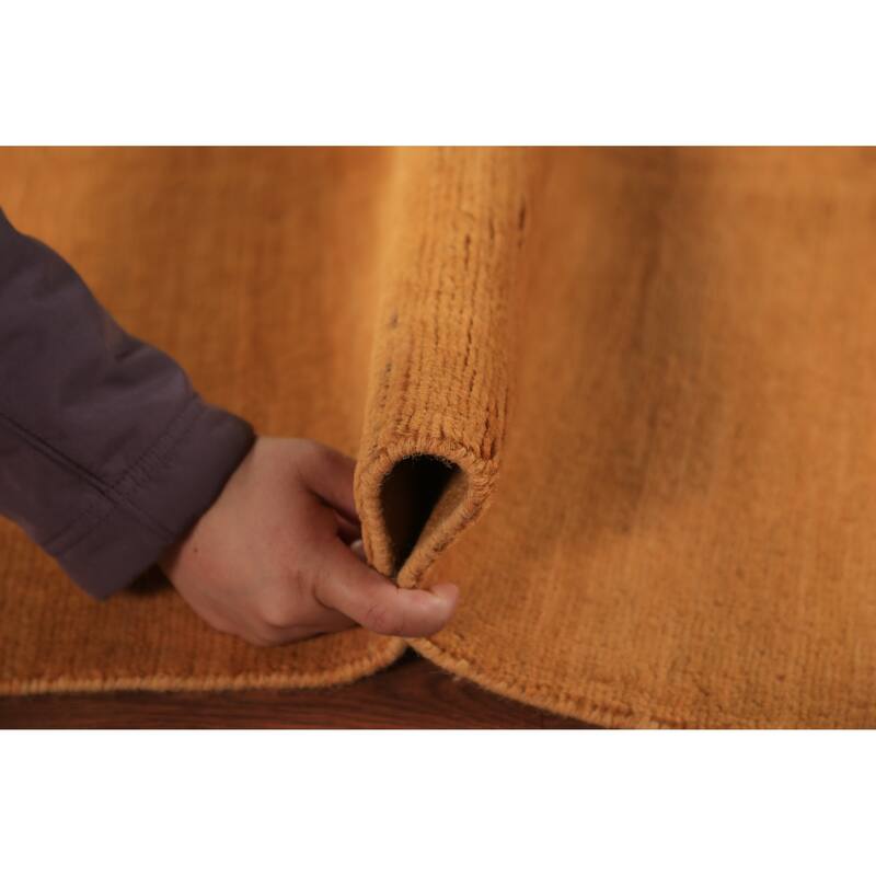 Gabbeh Modern Rug Handmade Yellow Wool Carpet - 2'9" x 3'11"