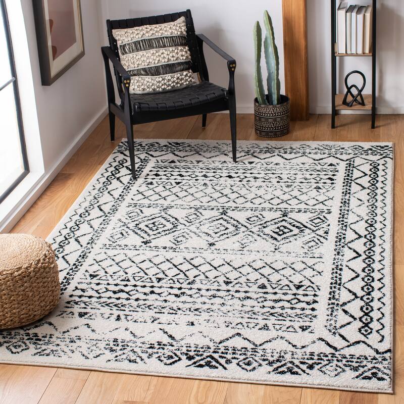 SAFAVIEH Tulum Hinnertje Rustic Moroccan Boho Tribal Distressed Rug - 12' x 15' - Ivory/Black