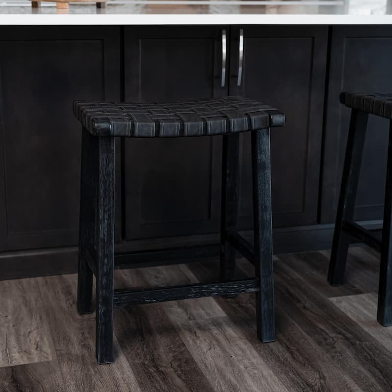 Maven Lane Noah Backless Kitchen Dining Stool with Vegan Leather