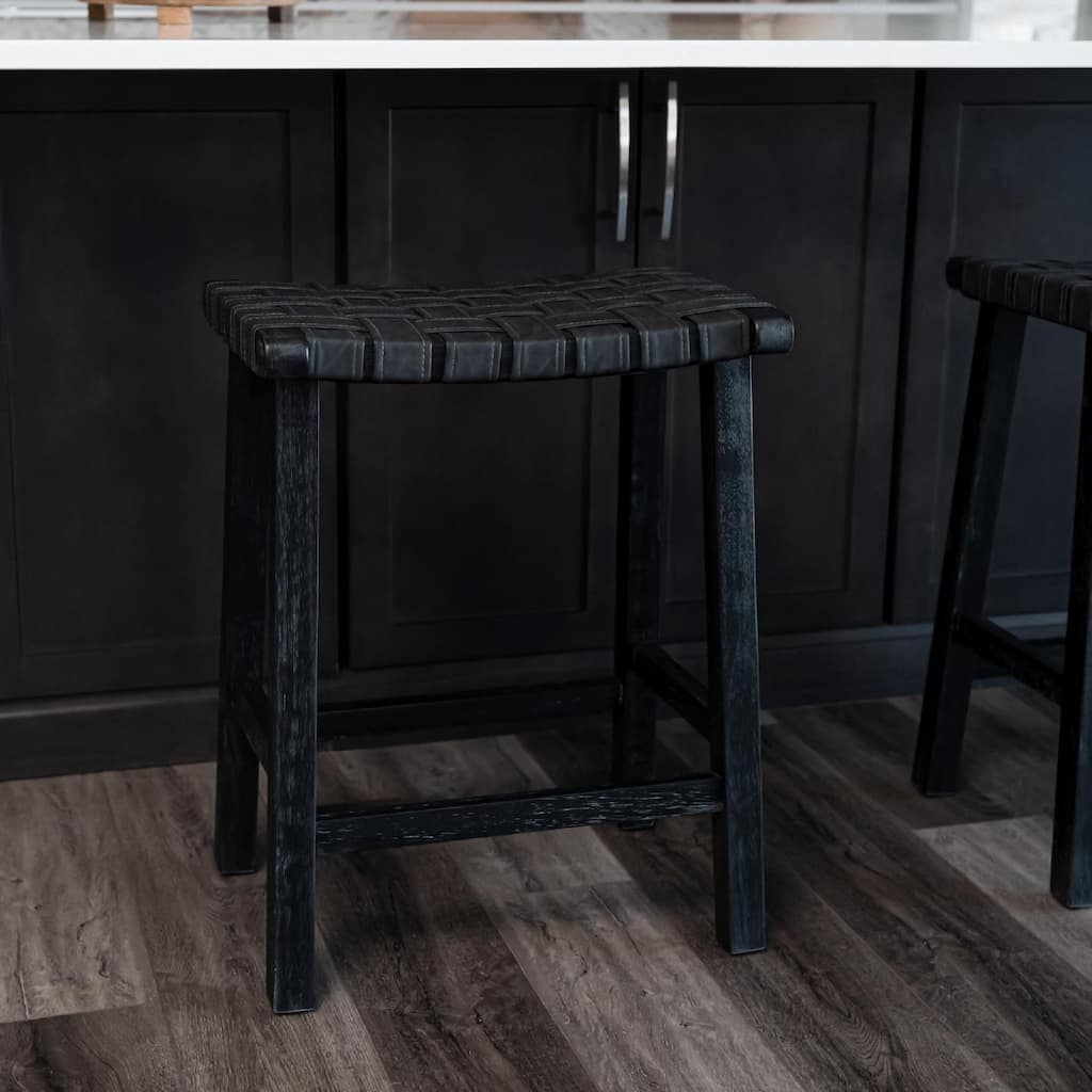 Maven Lane Noah Backless Kitchen Dining Stool with Vegan Leather