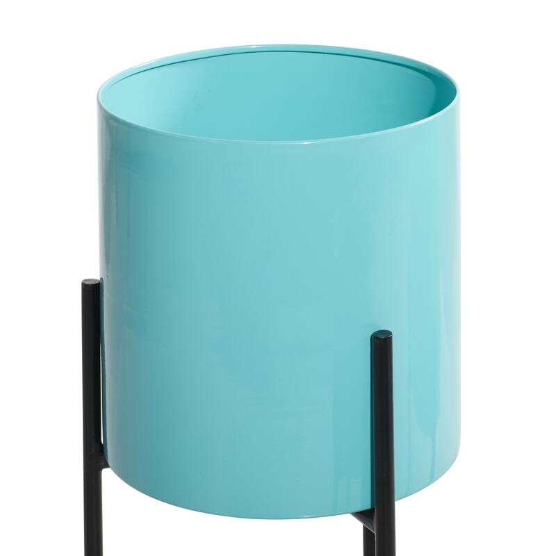 Metal Indoor Outdoor Planter with Removable Stand - Set of 3 Gold, Silver, Black, White, Teal, Yellow - Roche River Decor