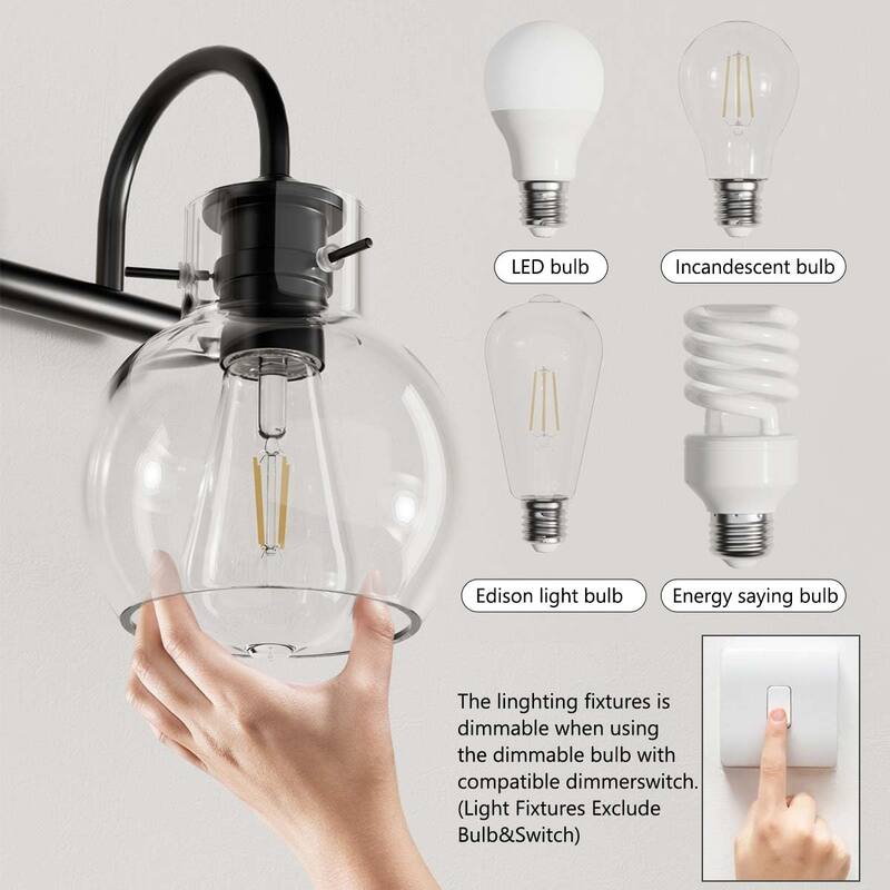 Modern 2/3/4 Bathroom Vanity Lights Clear Globe Glass Shade