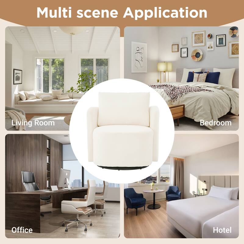 Armchair Barrel Chair with Cushioned Backrest and Soft Armrests, Swivel Chair Accent Chair Lounge Chair