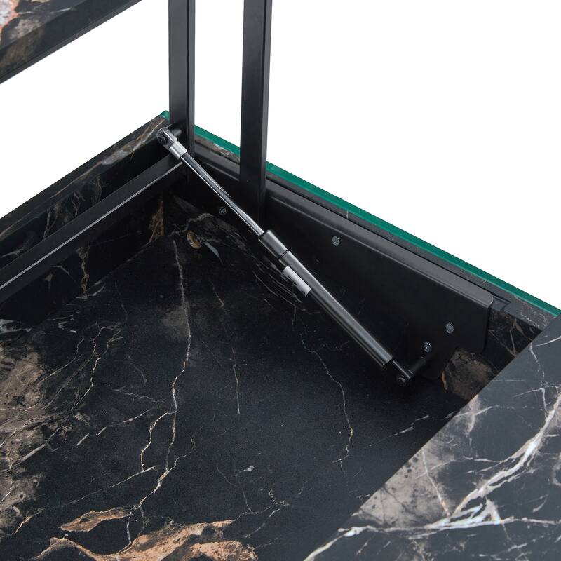 Roomfitters Lift Top Coffee Table with Glass Legs and Storage, Light Wood Grain Finish, Modern Living Room Style