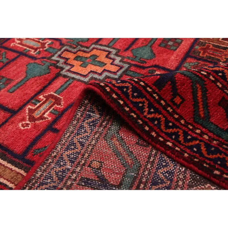 ECARPETGALLERY Hand-knotted Anatolian Dark Red Wool Rug - 3'7 x 7'0