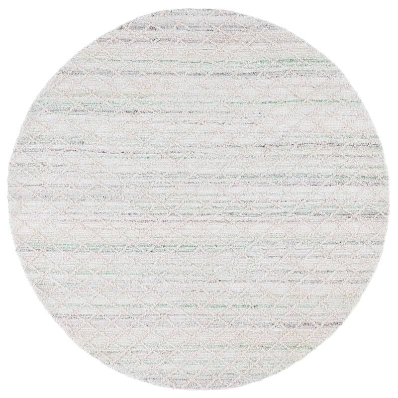SAFAVIEH Handmade Abstract Ryouko Contemporary Wool Rug - 6' Round - Green/Ivory