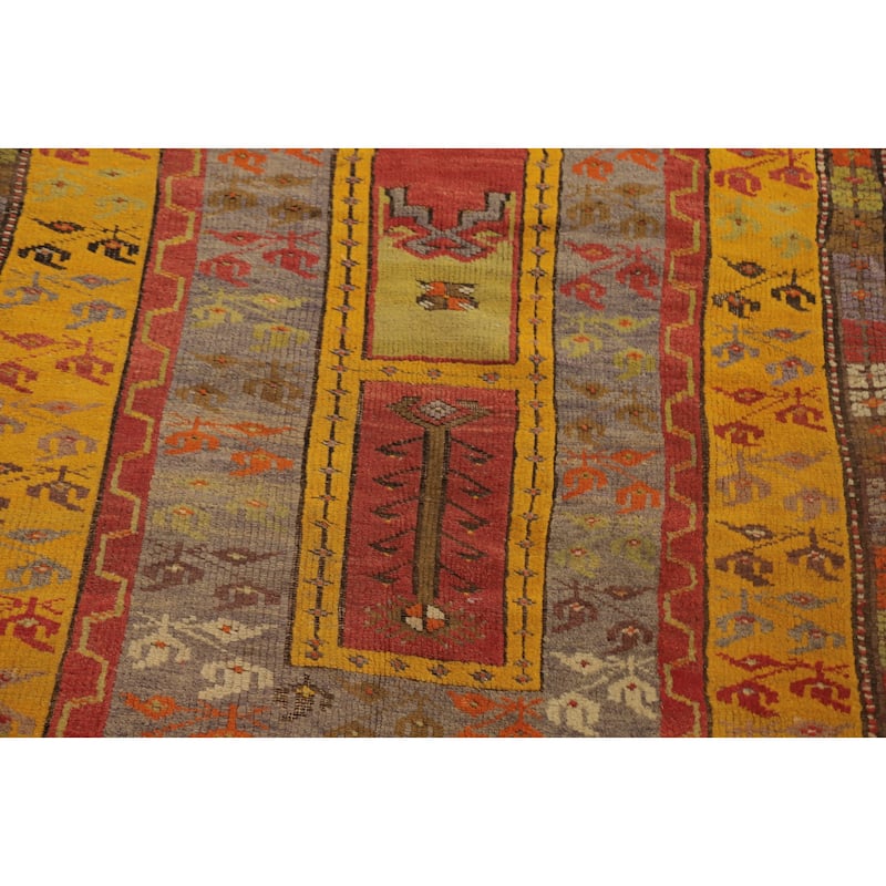 Hand Knotted Oriental 100% Wool Carpet Transitional Tribal Oranges & Rust Anatolian Area Rug - 5' 2'' X 3' 8''