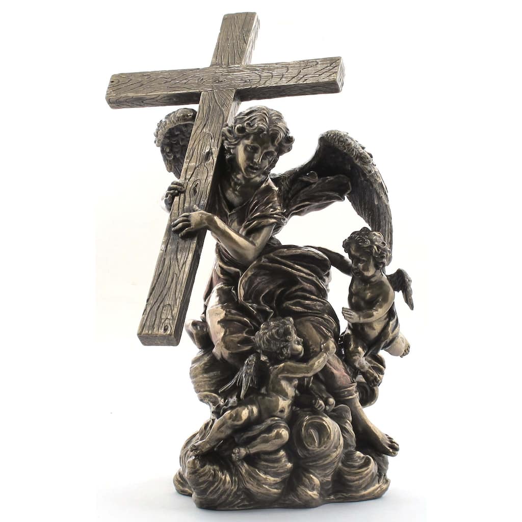 Veronese Design 10.6 H Angel Carrying Cross- From Alaleona Chapel.. Cold Cast Bronze