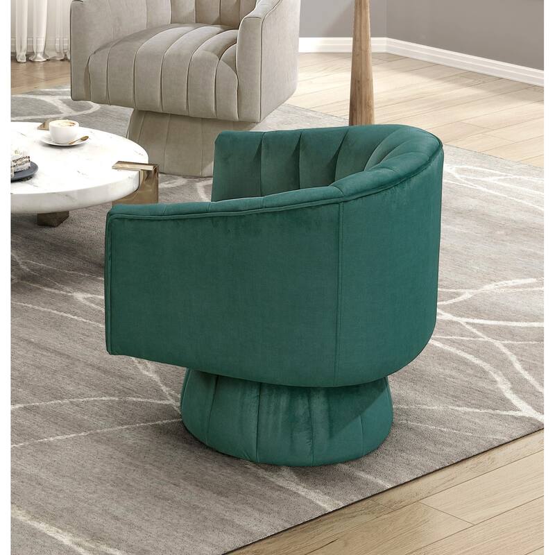 Velvet Swivel Barrel Chair, Round Upholstered Sofa Chair, Lounge Armchair with Barrel Back for Living Room, Bedroom