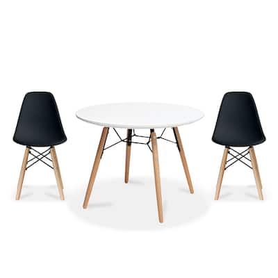 Kids Table and Chair Set Modern Toddler Furniture with Round Table and Armless Chairs Eiffel Wooden Legs Dining or Playroom Use