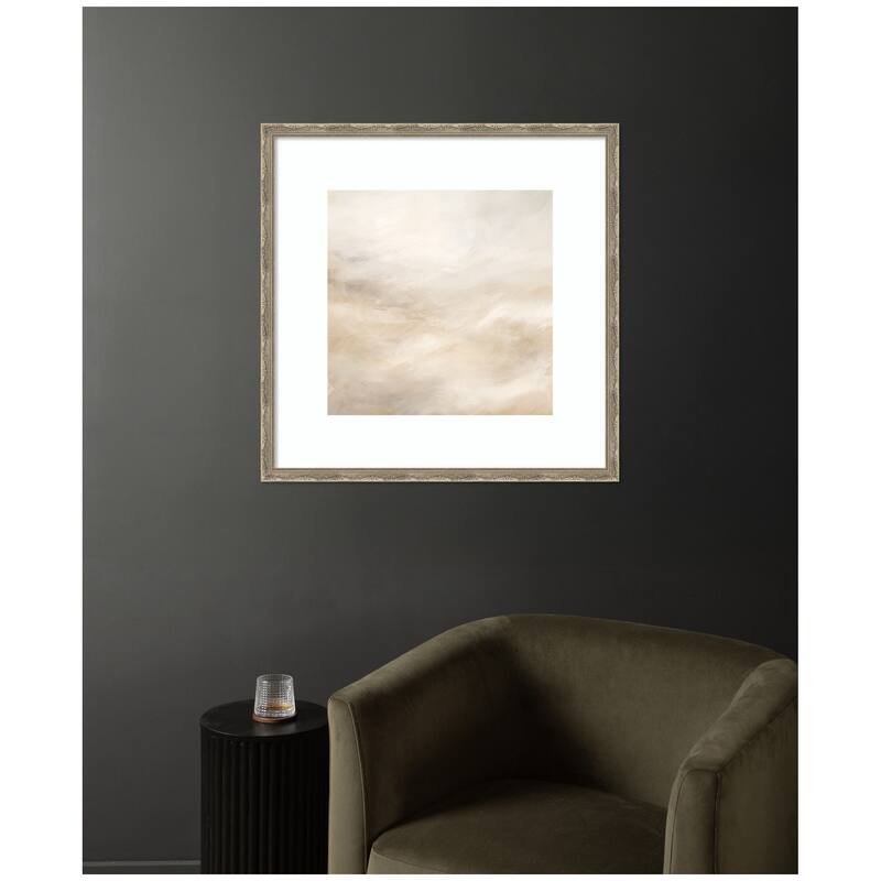 Kate and Laurel Tonal Textural White and Beige Neutrals by The Creative Bunch Studio Framed Wall Art Print