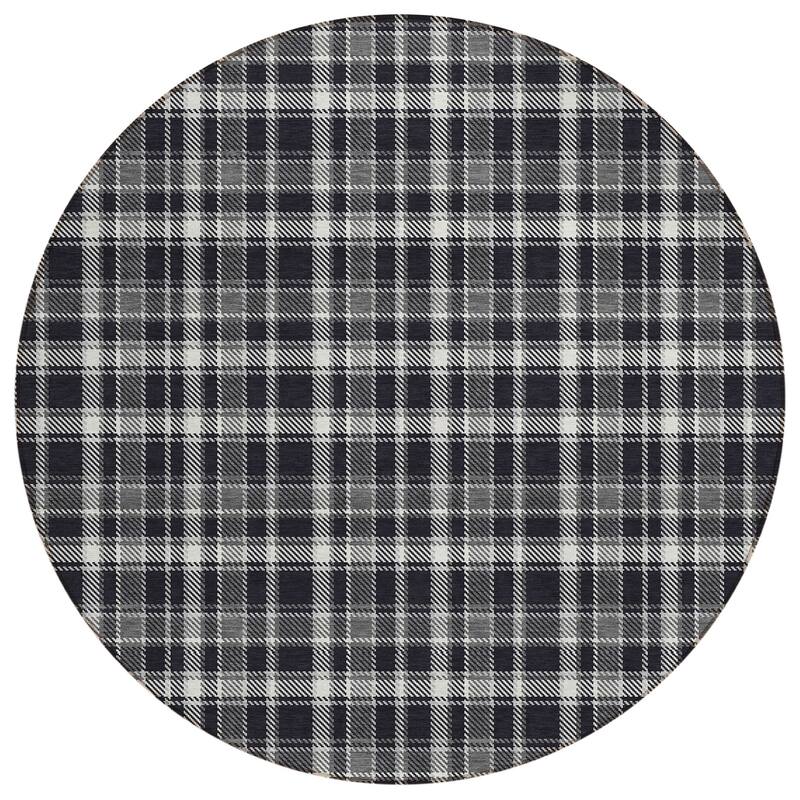 Machine Washable Indoor/ Outdoor Traditional Plaid Chantille Rug