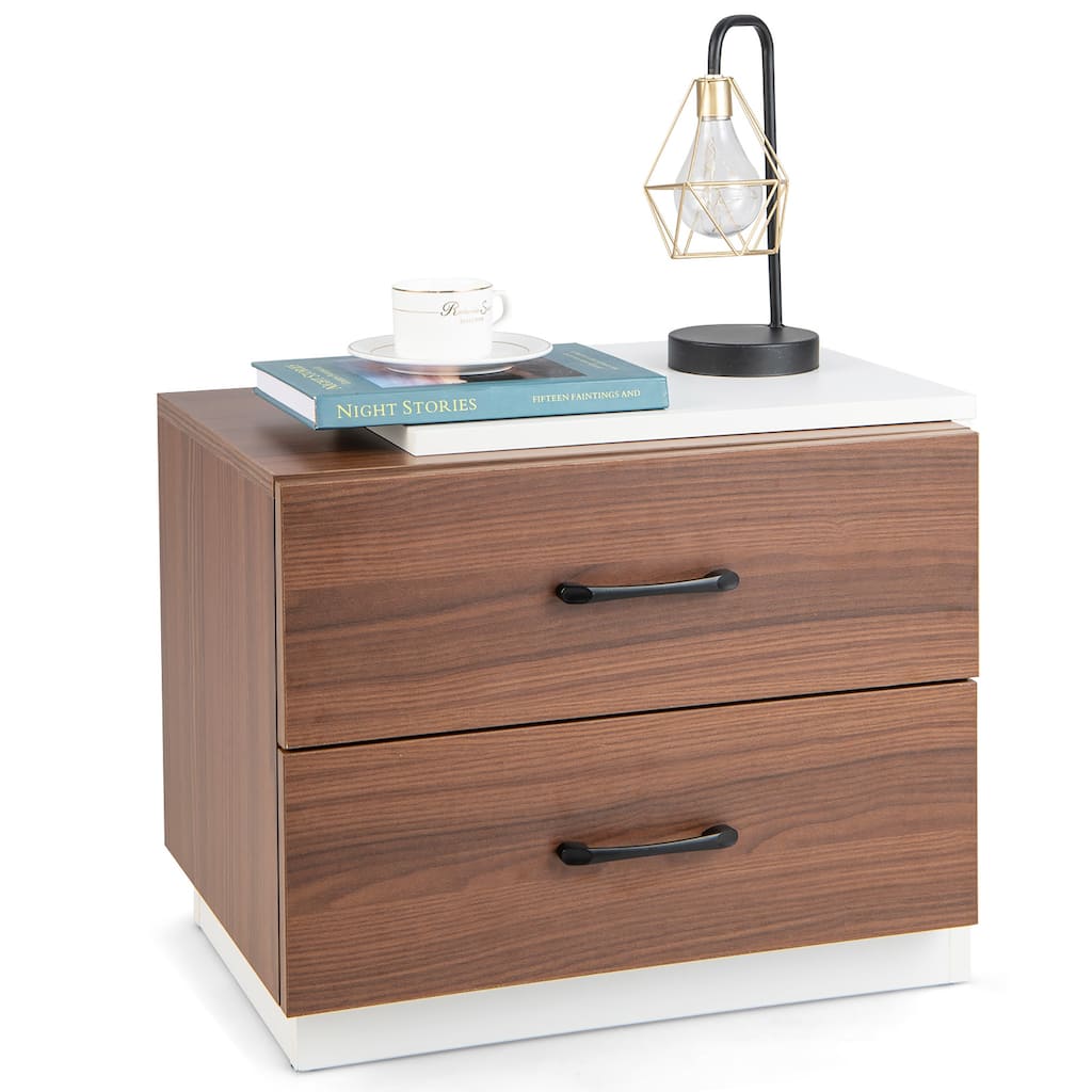 Modern Nightstand Wood Grain Bedside Table End Table with Drawers