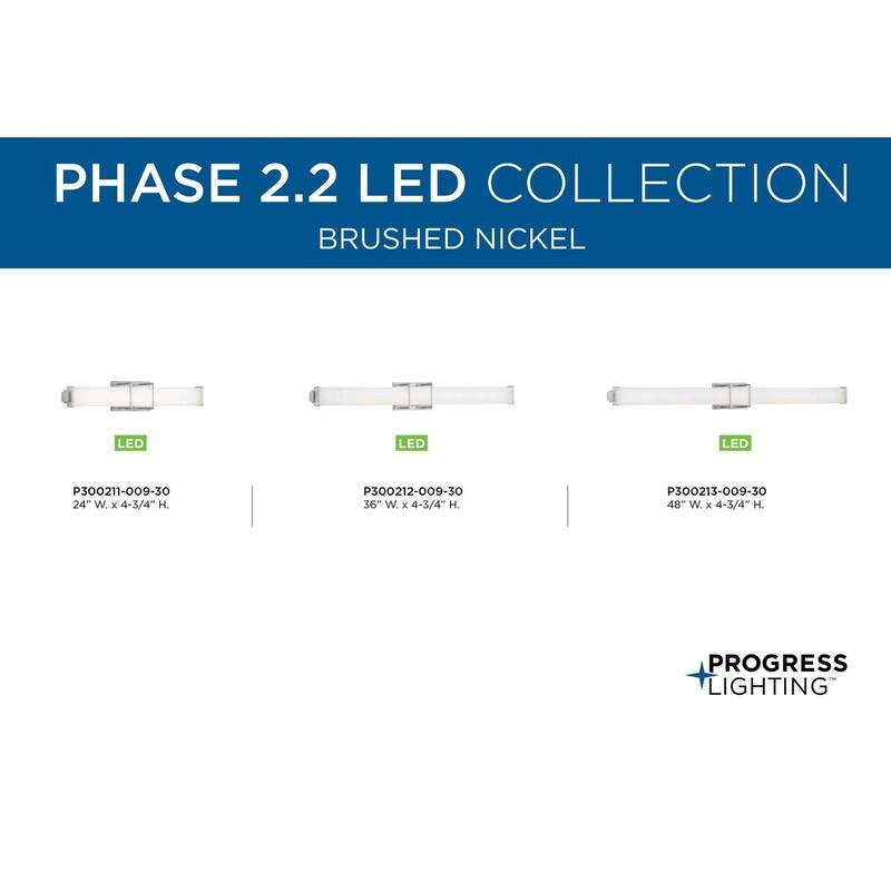 Phase 2.2 LED Collection 48" Brushed Nickel White Shade Modern Bath Vanity Light