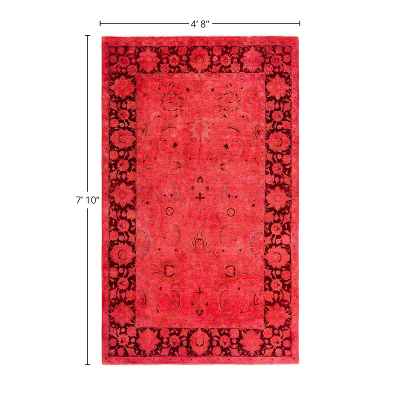 Overdyed, One-of-a-Kind Hand-Knotted Area Rug - Pink - 4' 8" x 7' 10"